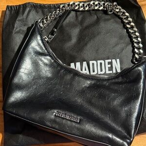 Steve Madden Black Leather Chain Shoulder Bag